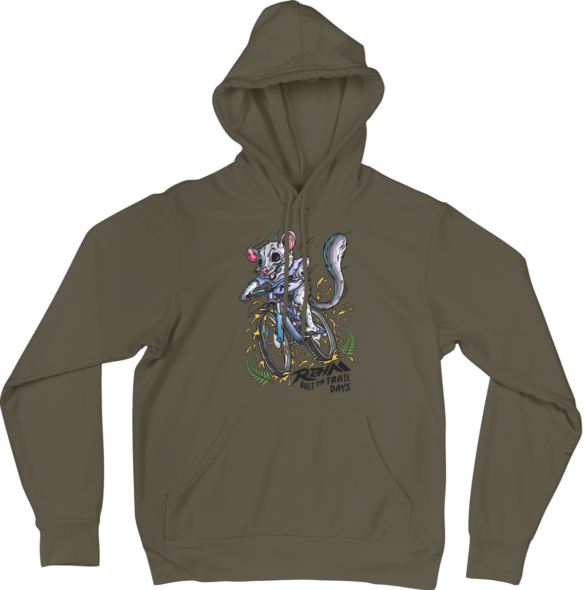 Front print hoodie - Fern Green