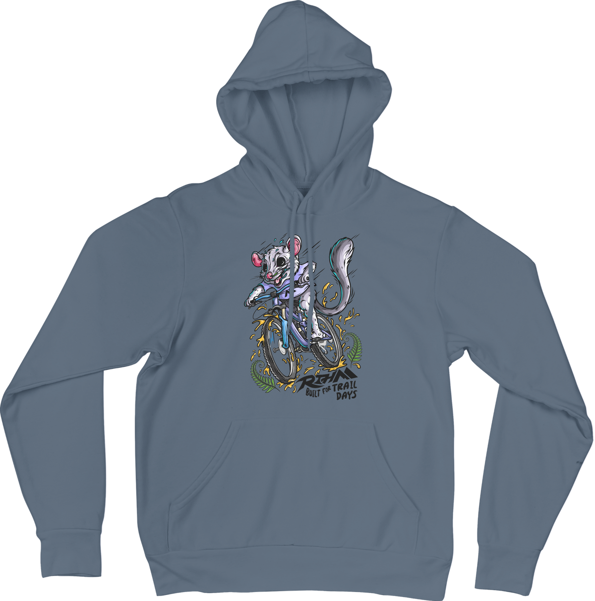 Front print hoodie - Pond Blue